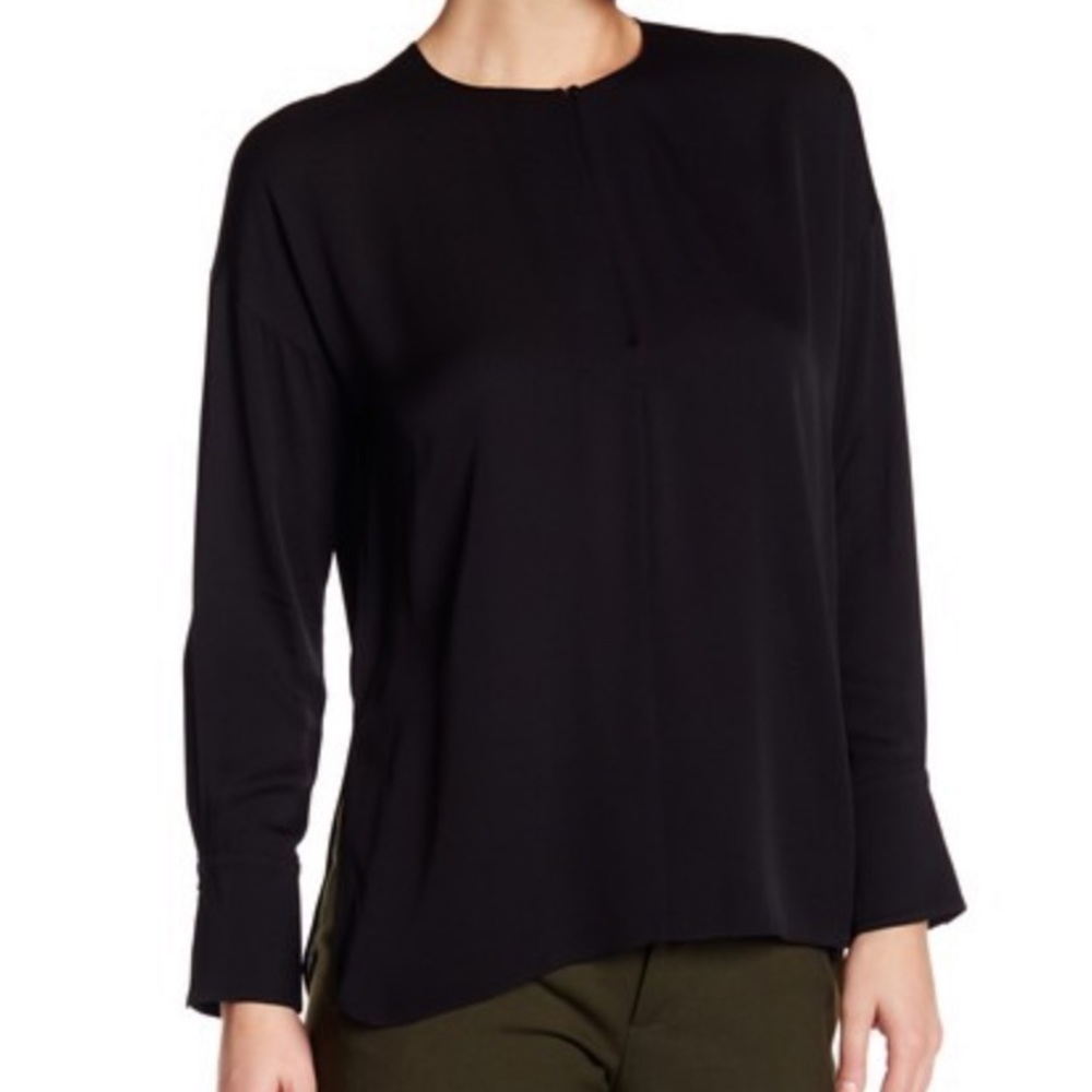 Vince Split Neck Silk Blouse